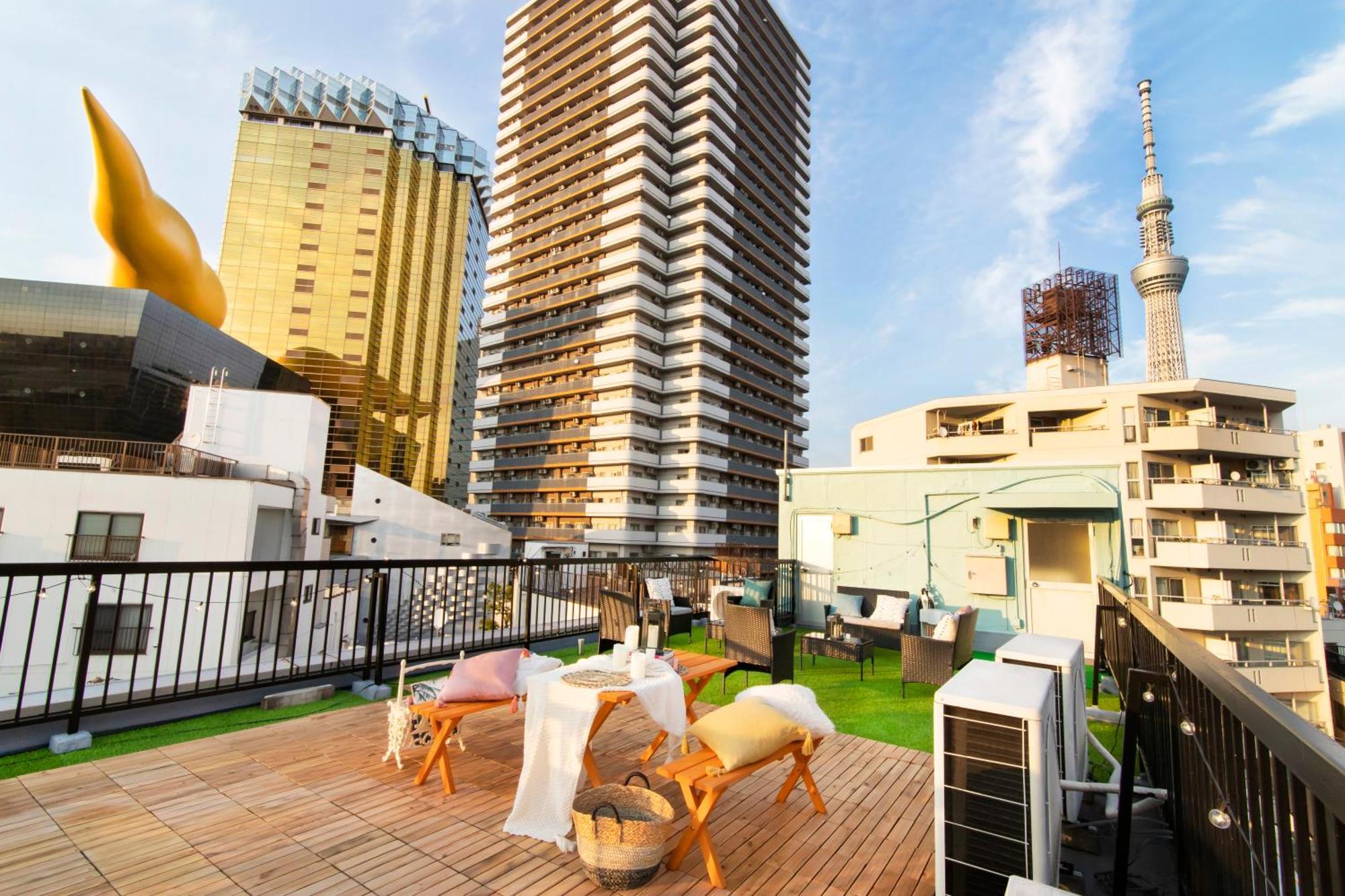 Apartament Meee Asakusa3f4f 浅草徒歩3分 140平米max22名 無料駐車場 屋上絶景 渋谷直通 *